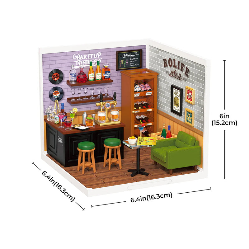 Robotime Rolife Leisurely Cheers Bar DIY Plastic Miniature House DW012