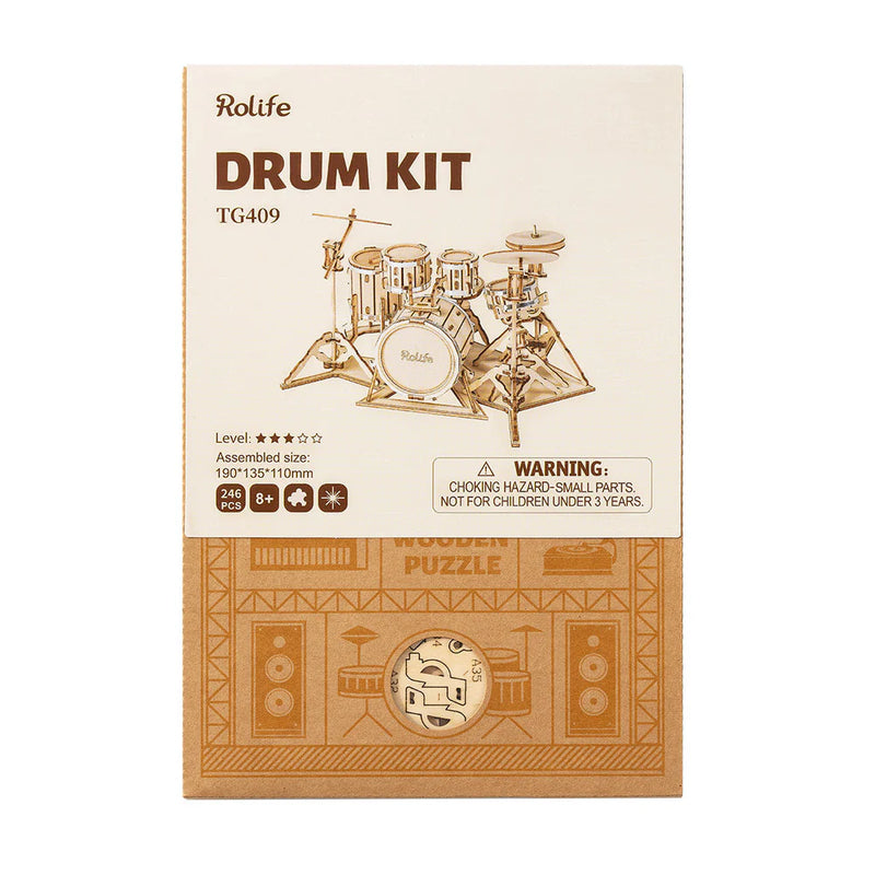 Robotime Rolife Drum kit TG409 3D Wooden Puzzle (Pre-Order)