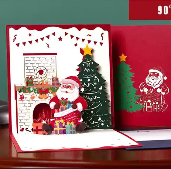 3D Pop-Up Greeting Card – Christmas Santa - 15x15cm