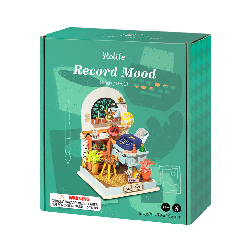 Robotime Rolife Record Mood Study Room Miniature House Kit DS017