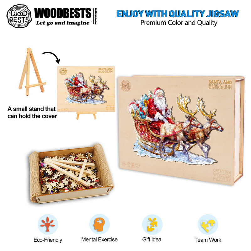 Woodbests - Santa and Rudolph Wooden Jigsaw Puzzle (250-300pcs)(Pre-Order)