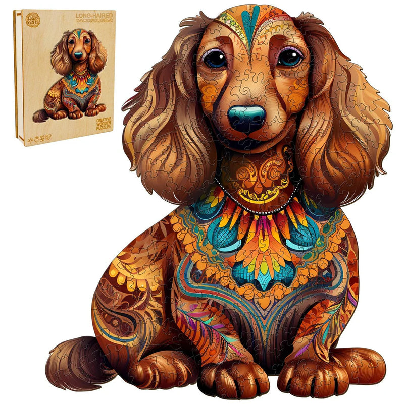 Woodbests - Long-haired Dachshund 2 Wooden Jigsaw Puzzle (250-300pcs)