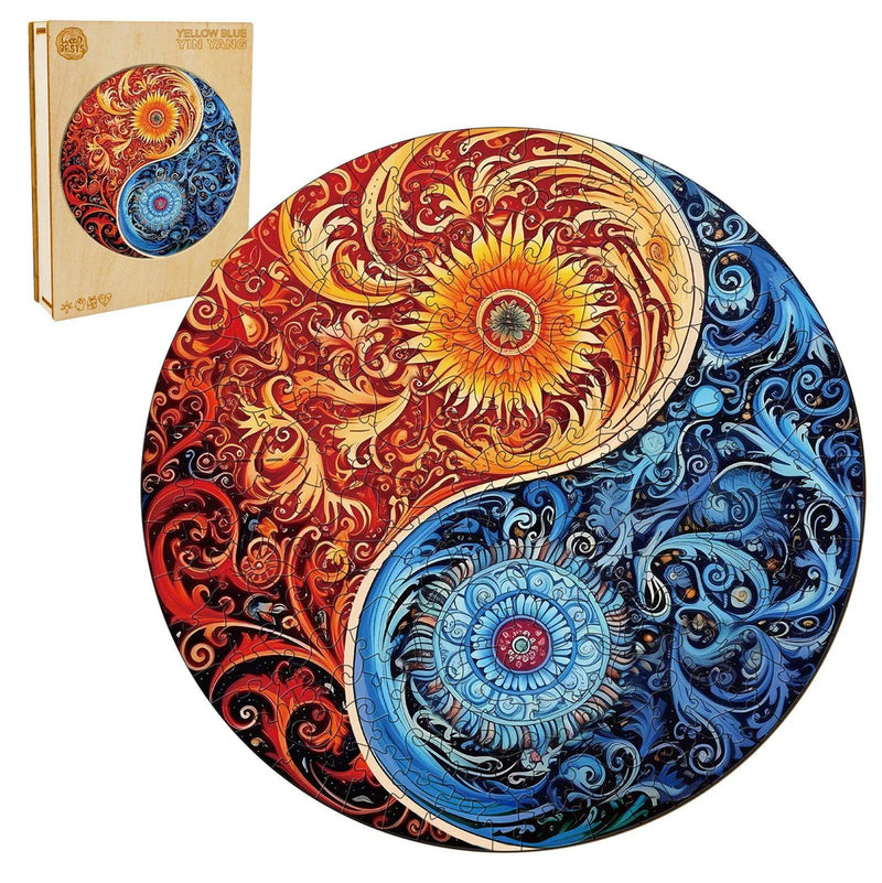 Woodbests - Yellow Blue Yin Yang Wooden Jigsaw Puzzle (90-120pcs)(Pre-Order)