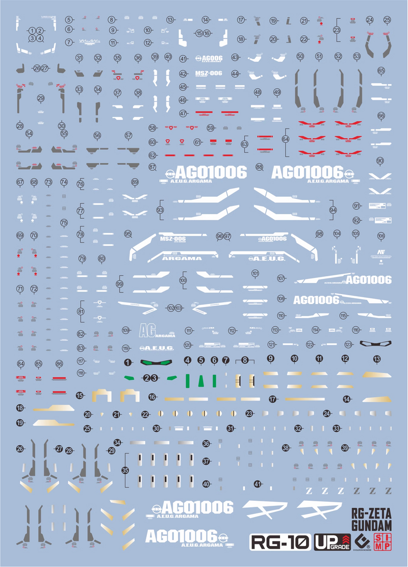 GUNDAM DECAL 10 RG 1/144 ZETA GUNDAM