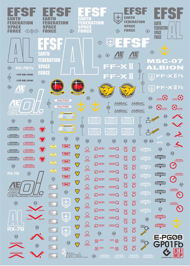 GUNDAM DECAL 08 PG 1/60 GP01Fb Gundam