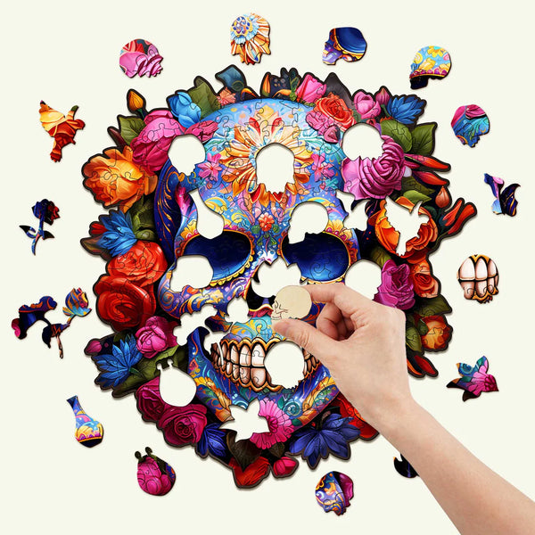 Woodbests - Flowers and Skulls Wooden Jigsaw Puzzle (90-120pcs)(Pre-Order)