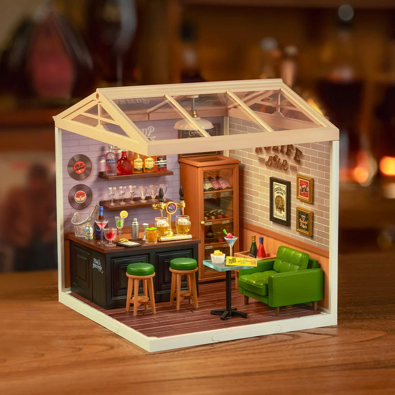 Robotime Rolife Leisurely Cheers Bar DIY Plastic Miniature House DW012