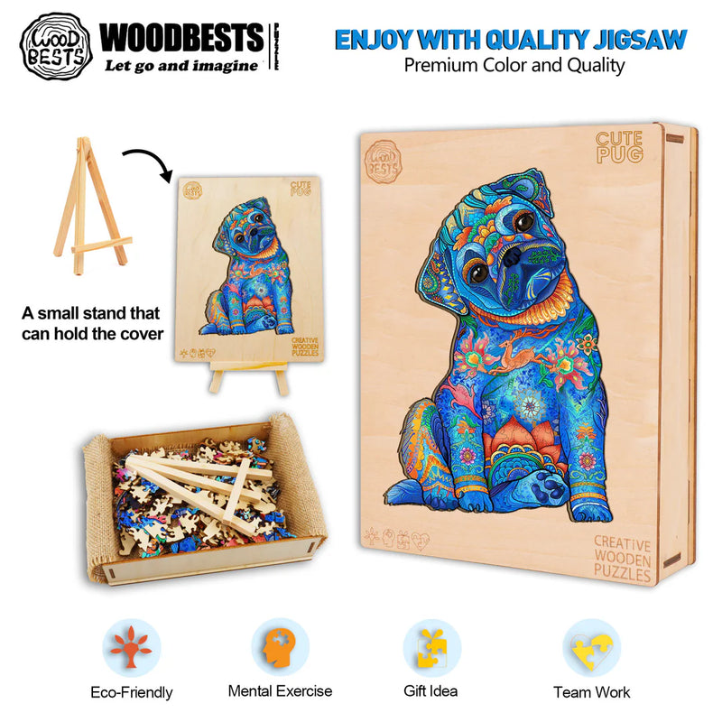 Woodbests - Cute Pug Wooden Jigsaw Puzzle (90-120pcs)(Pre-Order)