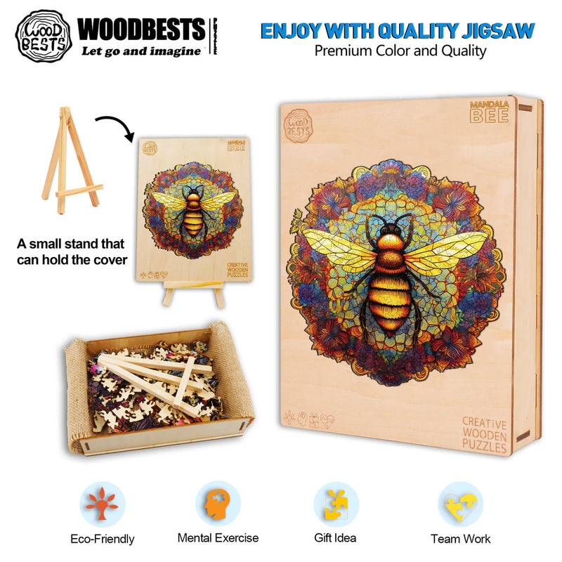 Woodbests - Mandala Bee Wooden Jigsaw Puzzle (90-120pcs)(Pre-Order)