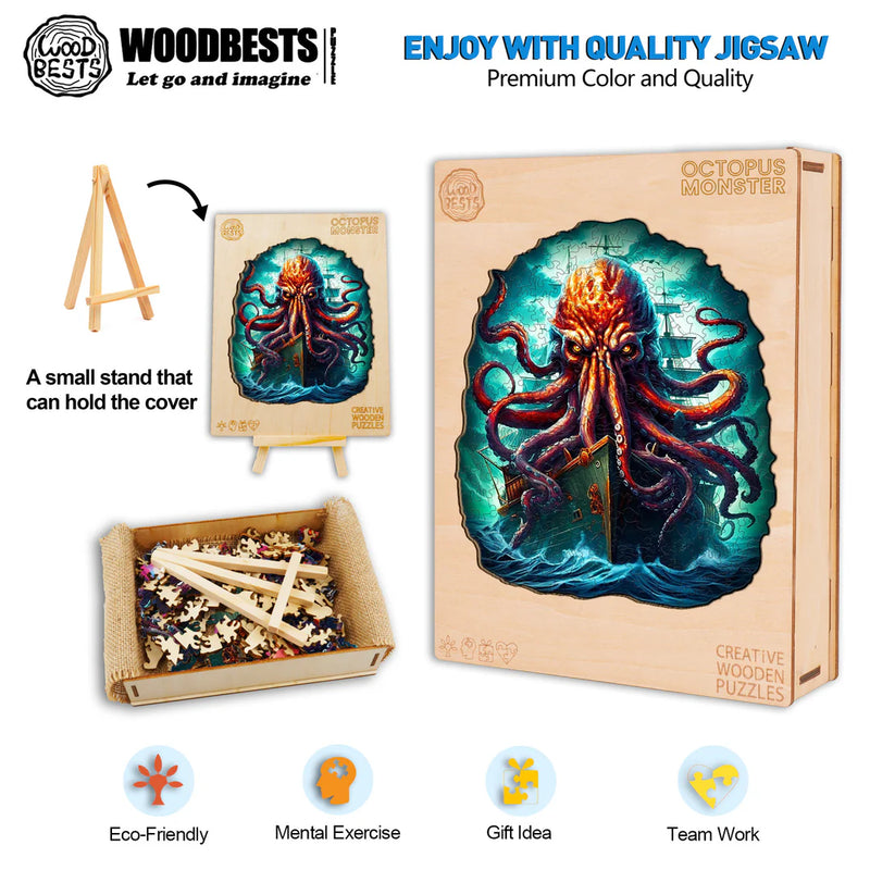 Woodbests - Octopus Monster Wooden Jigsaw Puzzle (160-200pcs)(Pre-Order)