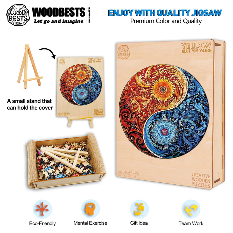 Woodbests - Yellow Blue Yin Yang Wooden Jigsaw Puzzle (90-120pcs)(Pre-Order)