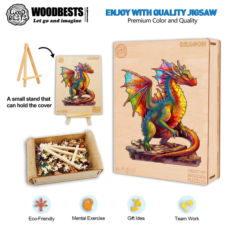 Woodbests - Colorful Dragon-2 Wooden Jigsaw Puzzle (90-120pcs)(Pre-Order)