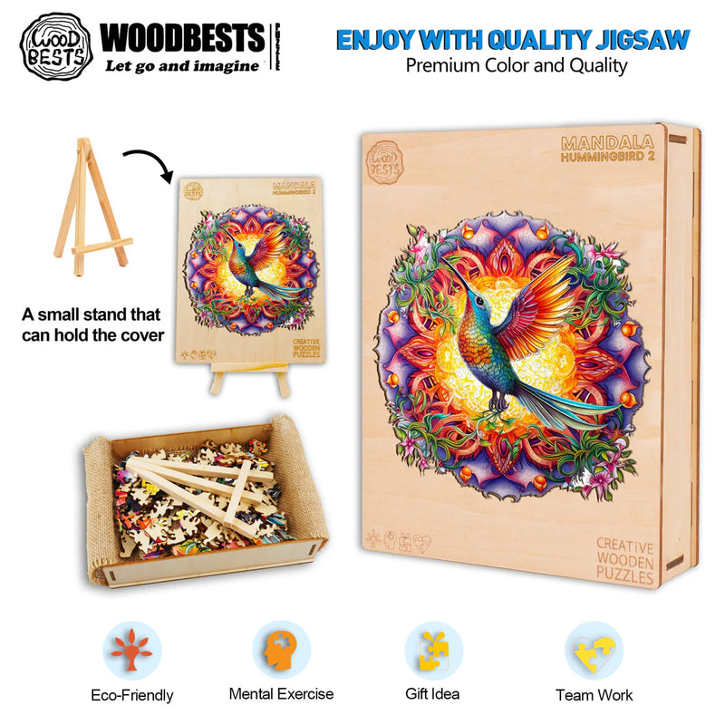 Woodbests - Mandala & Hummingbird 2 Wooden Jigsaw Puzzle (90-120pcs)