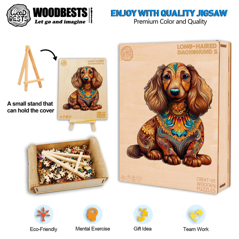 Woodbests - Long-haired Dachshund 2 Wooden Jigsaw Puzzle (250-300pcs)