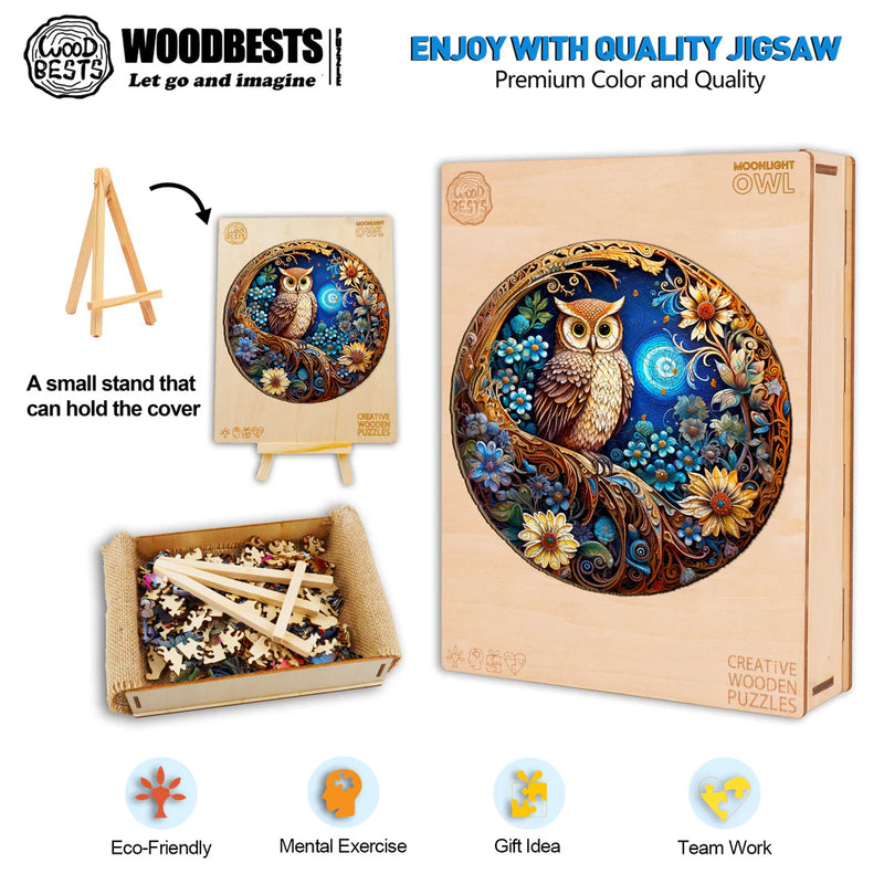 Woodbests - Moonlight Owl Wooden Jigsaw Puzzle (90-120pcs)(Pre-Order)