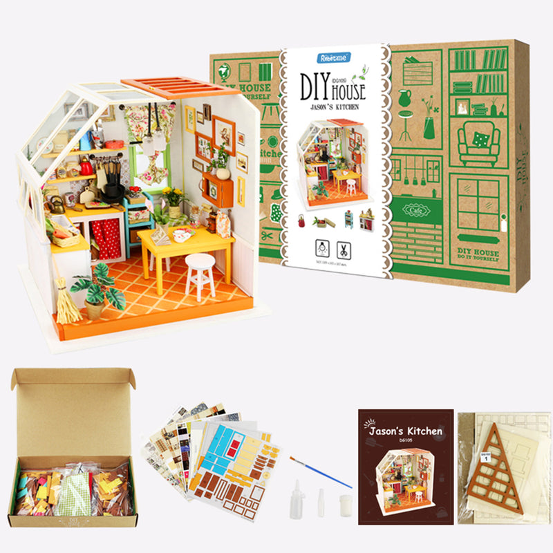 Robotime Rolife Jason's Kitchen Miniature Dollhouse Kit DG105