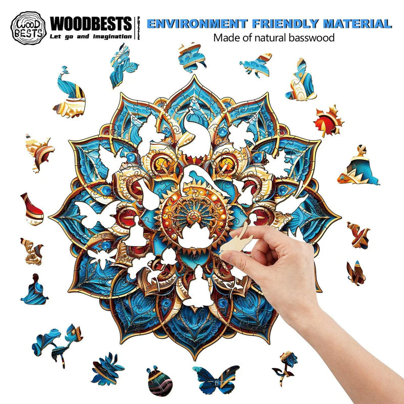 Woodbests - Mandala Blue Wooden Jigsaw Puzzle (160-200pcs)(Pre-Order)