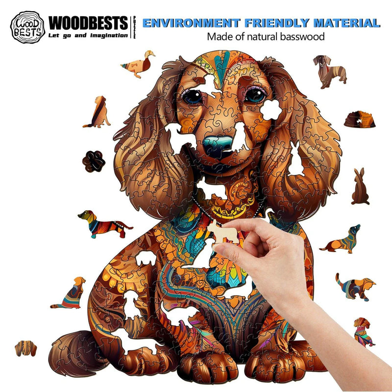 Woodbests - Long-haired Dachshund 2 Wooden Jigsaw Puzzle (250-300pcs)