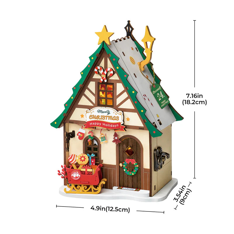 Robotime Rolife Twinkling Christmas House DIY Miniature House DS036