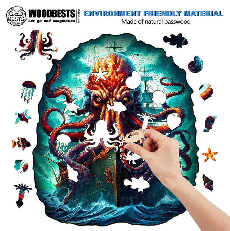 Woodbests - Octopus Monster Wooden Jigsaw Puzzle (160-200pcs)(Pre-Order)