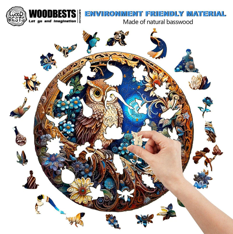 Woodbests - Moonlight Owl Wooden Jigsaw Puzzle (90-120pcs)(Pre-Order)