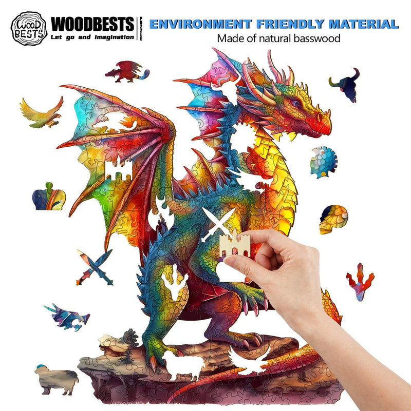 Woodbests - Colorful Dragon-2 Wooden Jigsaw Puzzle (90-120pcs)(Pre-Order)