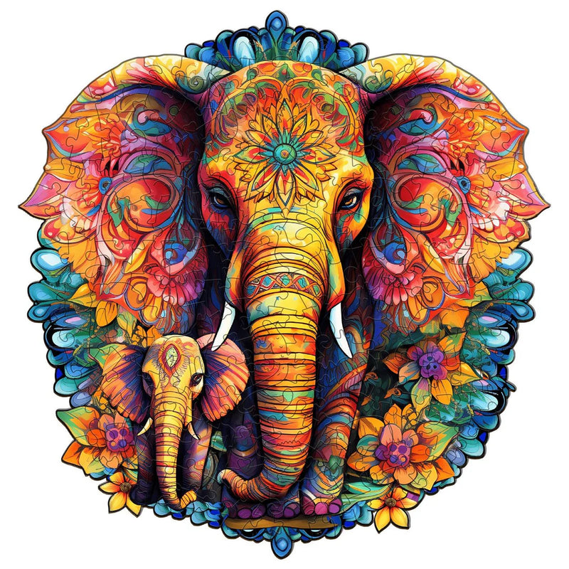 Woodbests - Mandala Parent-Child Elephant Wooden Jigsaw Puzzle (160-200pcs)