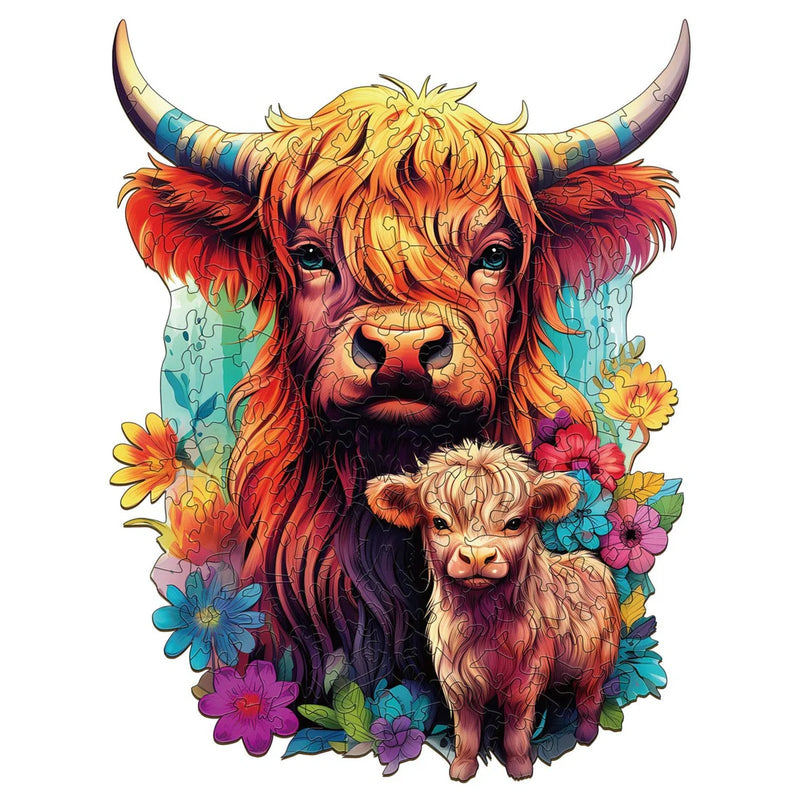 Woodbests - Highland Cattle Family 2 Wooden Jigsaw Puzzle (160-200pcs)