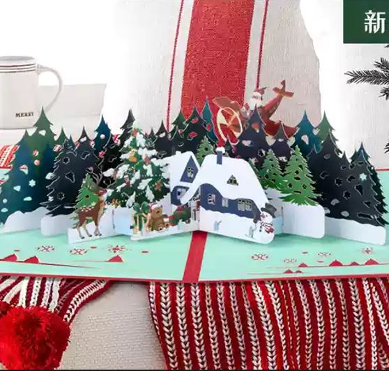 3D Pop-Up Greeting Card – Christmas Forest Design - 15x20cm