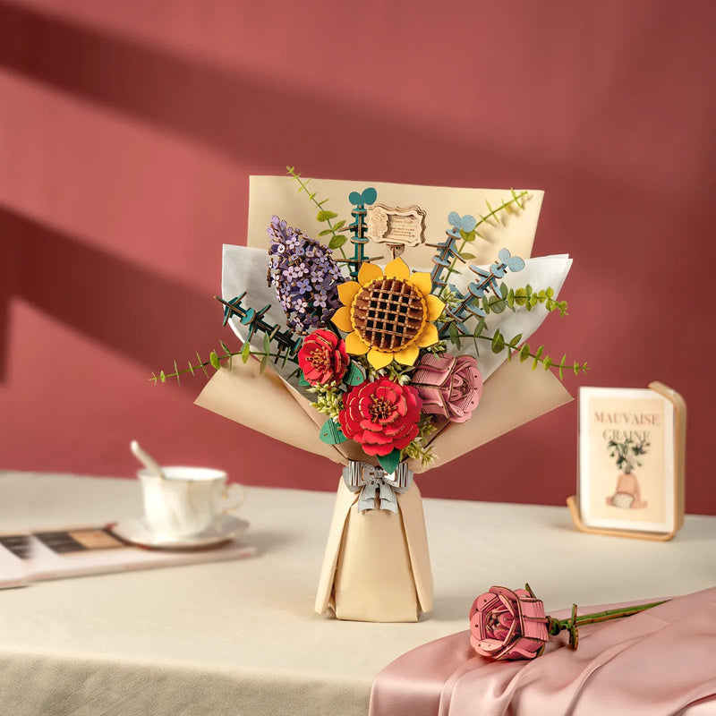 Robotime Rowood DIY Wooden Flower Bouquet TW01H 3D Wooden Puzzle