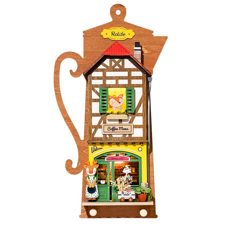 Robotime Rolife Lazy Coffee House DIY Wall Hanging Miniature House Kit DS020