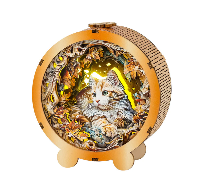 Woodbests - Mystical Cat Kit - 3D Wooden Puzzle Night Light (Pre-Order)