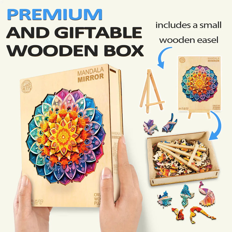 Woodbests - Mandala Mirror Wooden Jigsaw Puzzle(160-200pcs)