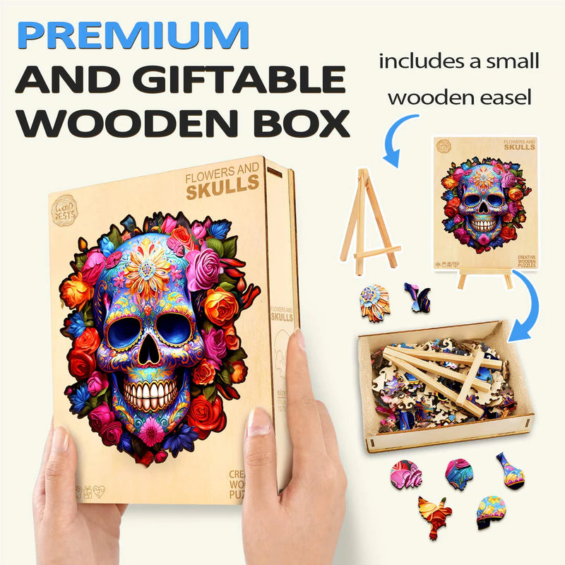 Woodbests - Flowers and Skulls Wooden Jigsaw Puzzle (90-120pcs)(Pre-Order)