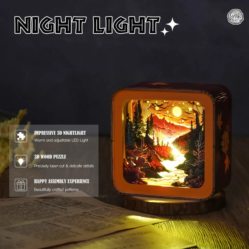 Woodbests - Forest Sunset Kit - 3D Wooden Puzzle Night Light (Pre-Order)