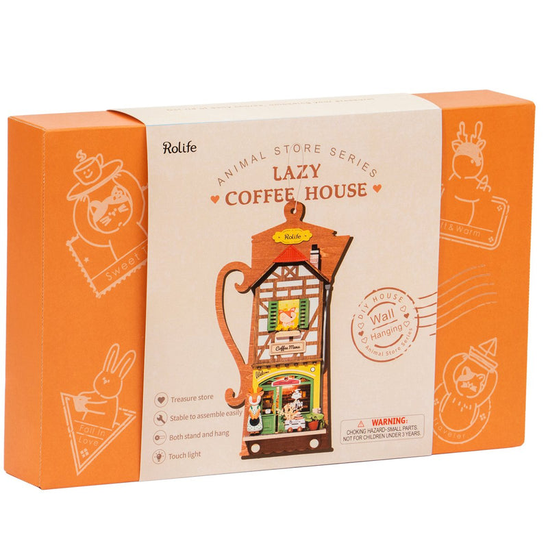 Robotime Rolife Lazy Coffee House DIY Wall Hanging Miniature House Kit DS020