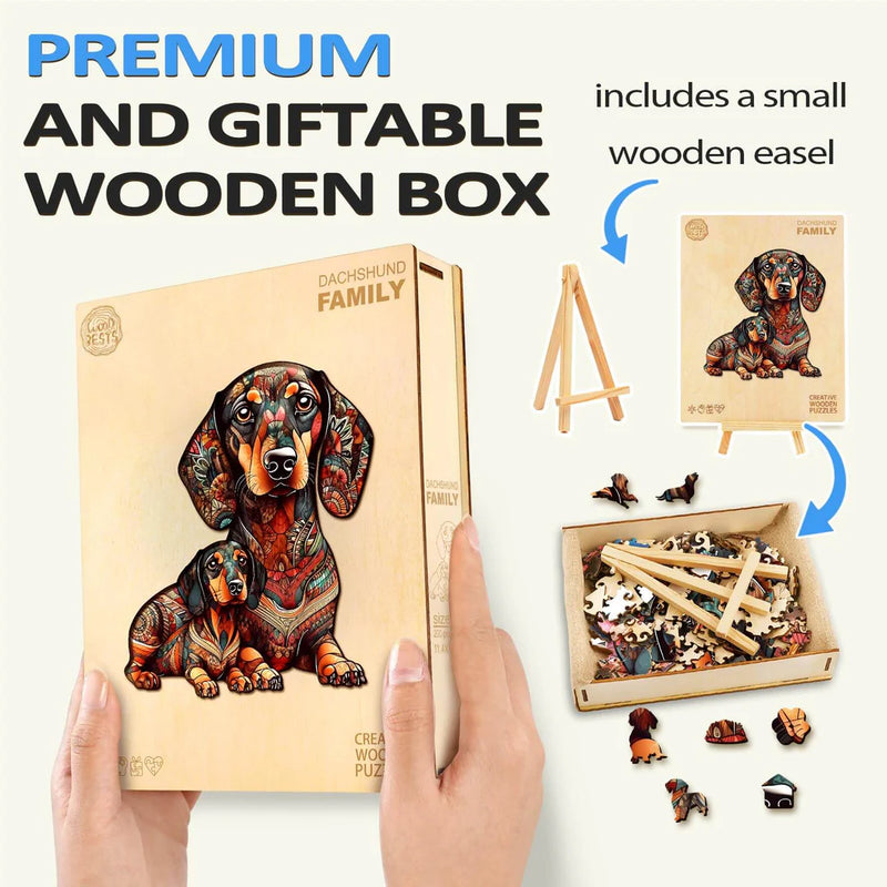 Woodbests - Dachshund Family - 2 Wooden Jigsaw Puzzle (160-200pcs)(Pre-Order)