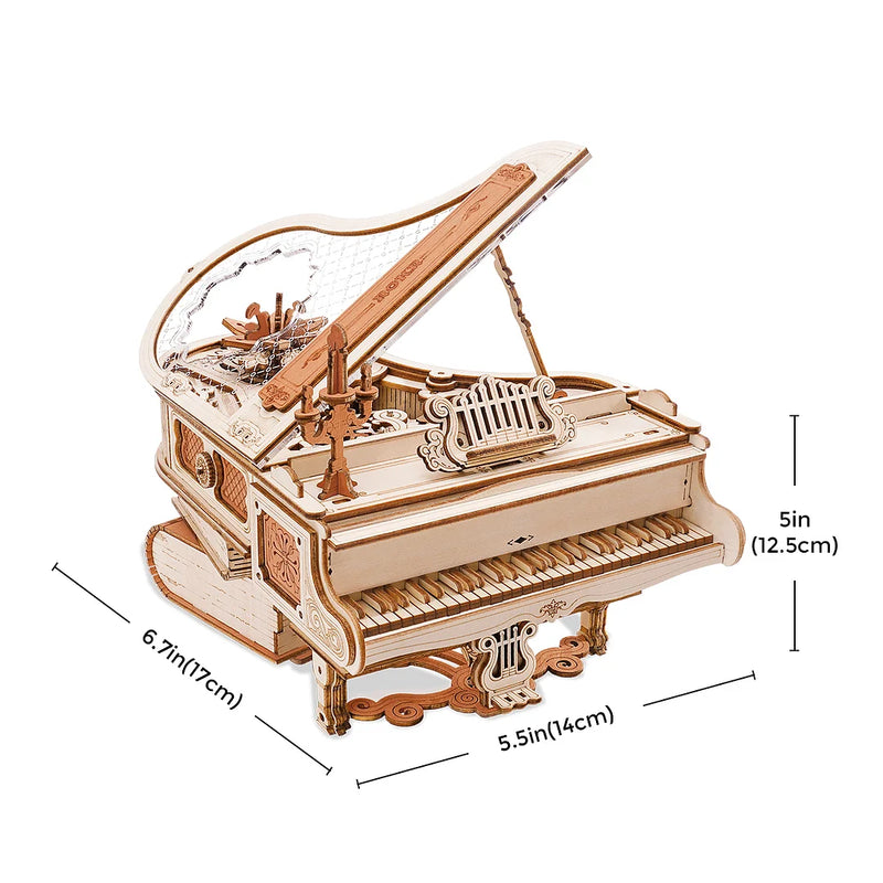 Robotime ROKR Magic Piano Mechanical Music Box 3D Wooden Puzzle AMK81