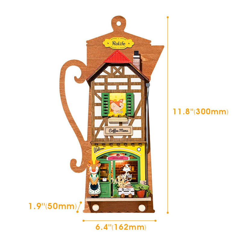 Robotime Rolife Lazy Coffee House DIY Wall Hanging Miniature House Kit DS020