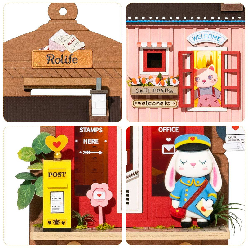 Robotime Rolife Love Post Office DIY Wall Hanging Miniature House Kit DS021