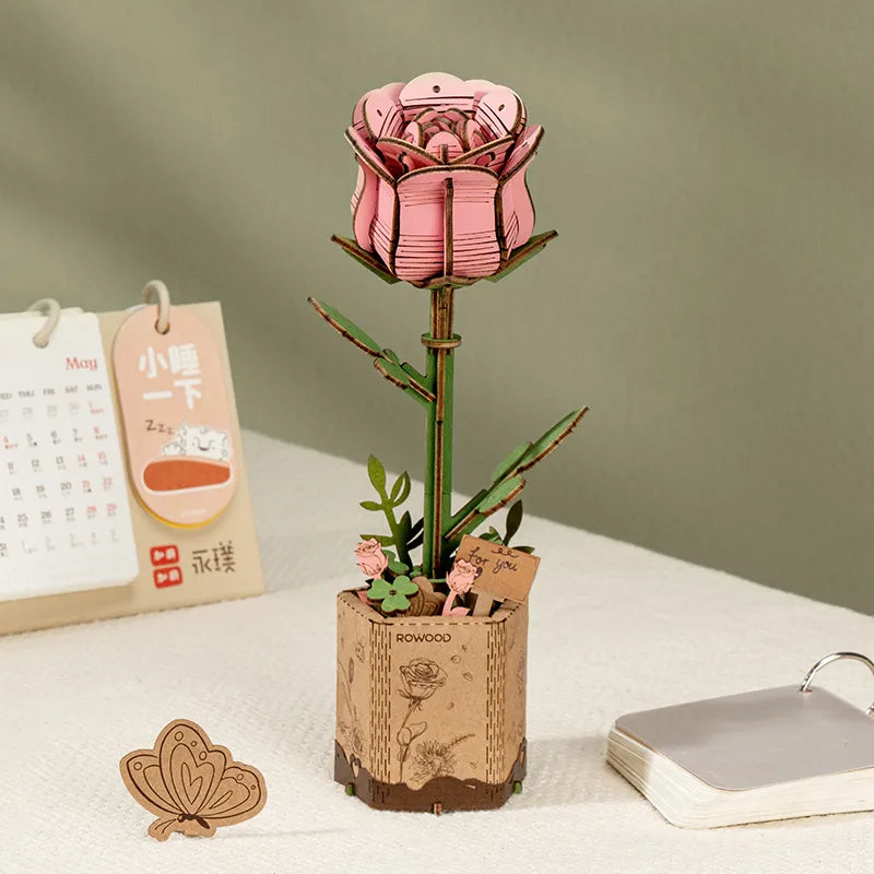 Robotime Rowood DIY Wooden Flower Bouquet TW01H 3D Wooden Puzzle