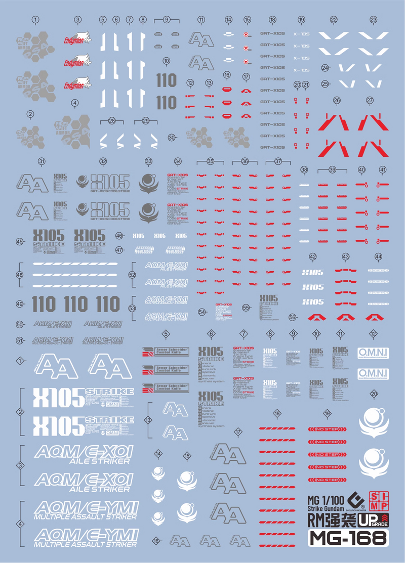 GUNDAM DECAL 168 MG 1/100 AILE STRIKE GUNDAM VER. RM