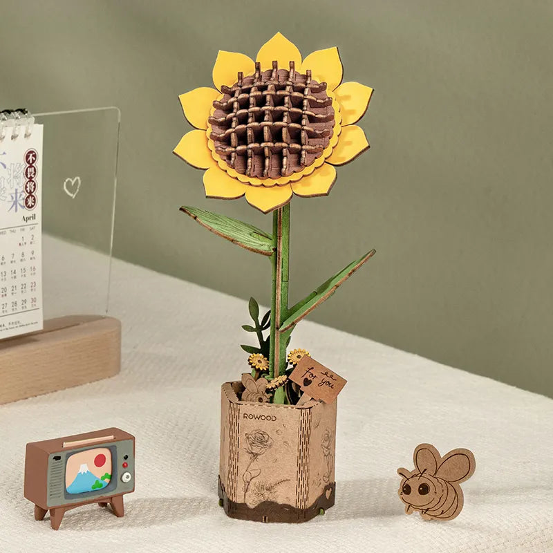 Robotime Rowood DIY Wooden Flower Bouquet TW01H 3D Wooden Puzzle