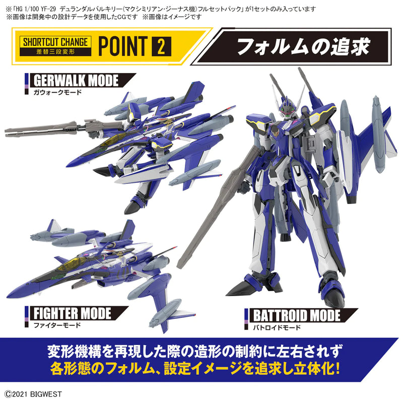 BANDAI - HG 1/100 YF-29 DURANDAL VALKYRIE (MAXIMILIAN JENIUS USE) FULL SET PACK