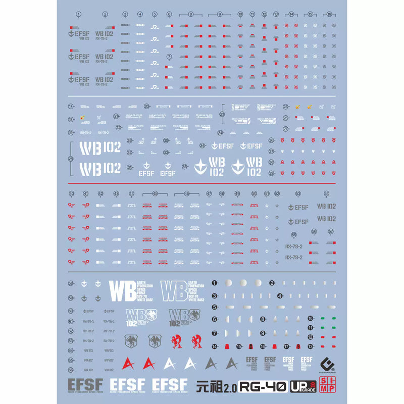 GUNDAM DECAL 40 RG 1/144 RX-78-2 GUNDAM VER.2.0