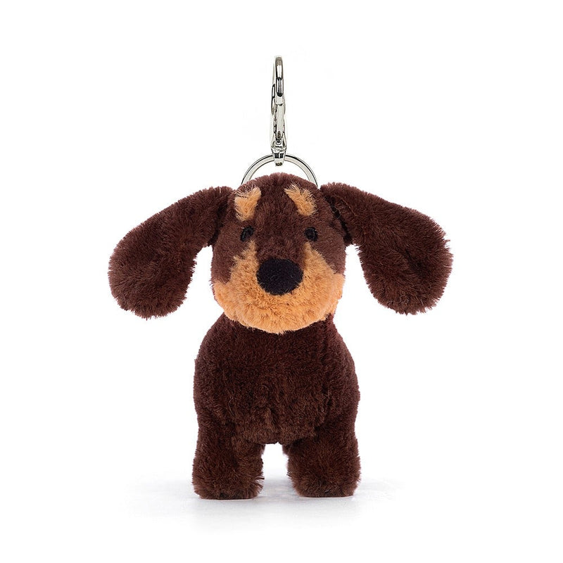 JELLYCAT OTTO SAUSAGE DOG BAG CHARM BROWN 11X4X11CM