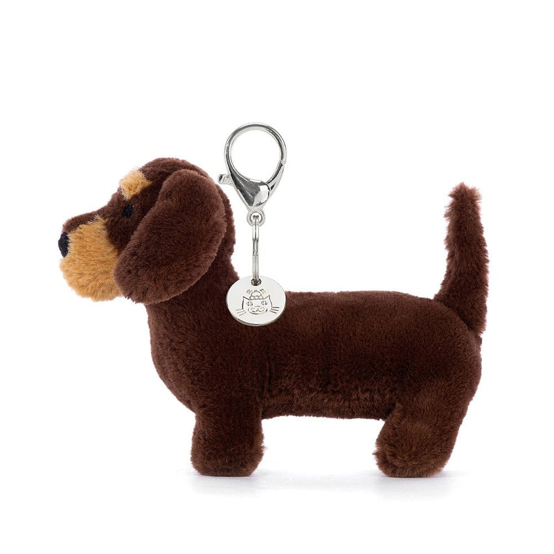 JELLYCAT OTTO SAUSAGE DOG BAG CHARM BROWN 11X4X11CM