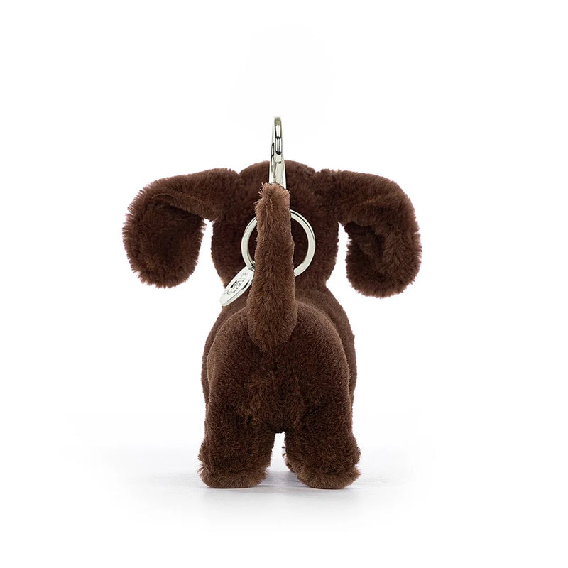 JELLYCAT OTTO SAUSAGE DOG BAG CHARM BROWN 11X4X11CM