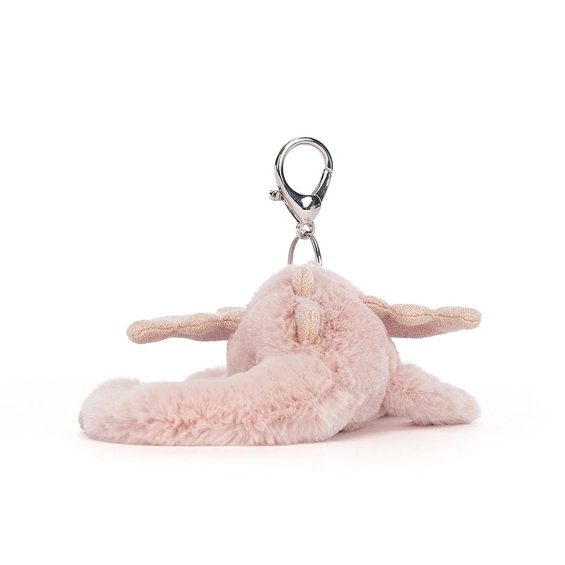 JELLYCAT ROSE DRAGON BAG CHARM PINK & GLITTER 12X8X22 CM