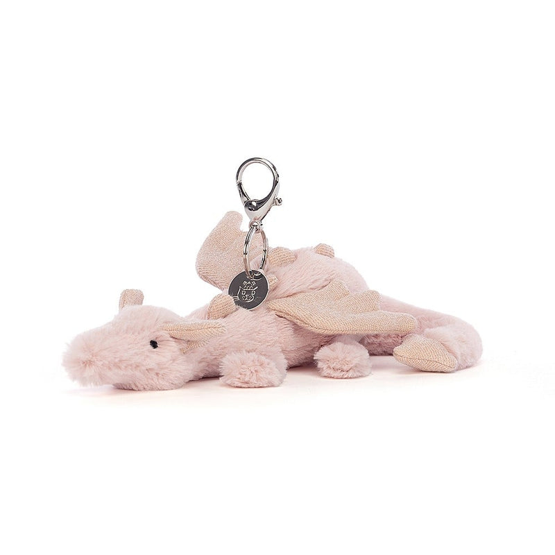 JELLYCAT ROSE DRAGON BAG CHARM PINK & GLITTER 12X8X22 CM